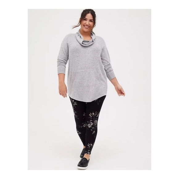 Torrid Women's Super Soft Plush Cowl Neck Raglan Tunic Sweatshirt Women’s 2 Gray - Picture 1 of 10